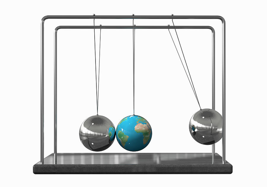 globe-as-ball-on-newtons-cradle